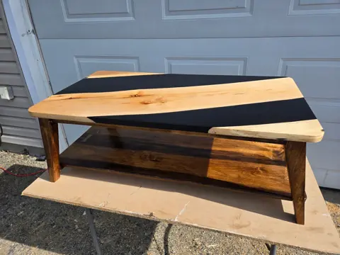 Northern Birch & Black Epoxy Coffee Table, photo 2