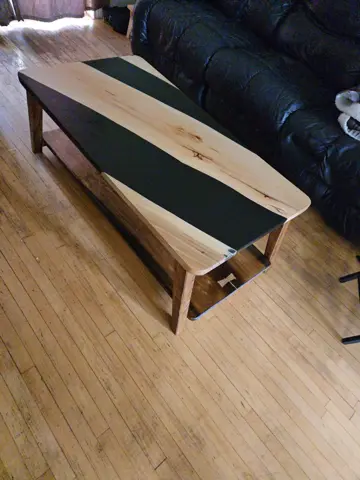 Northern Birch & Black Epoxy Coffee Table, photo 6
